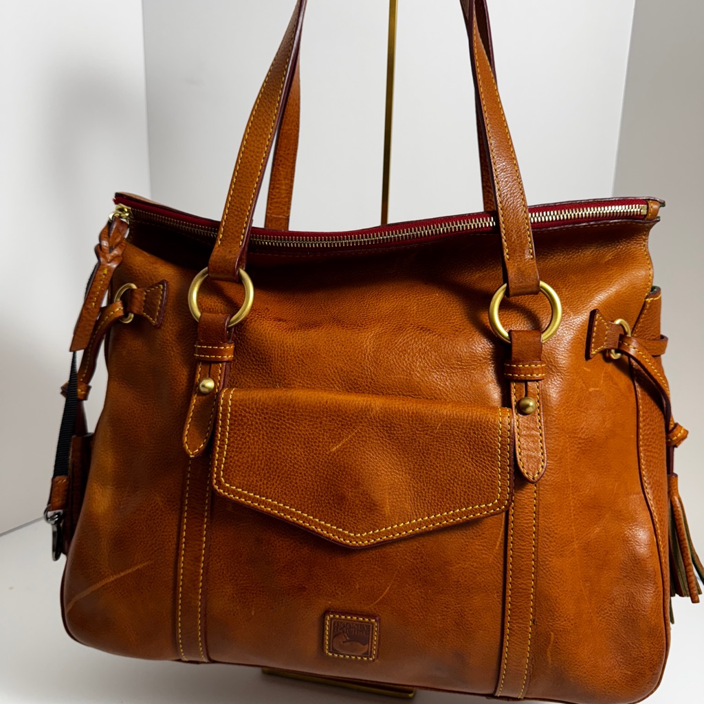 Dooney & Bourke British Tan Leather Florentine Satchel Large Christmas Gift Idea